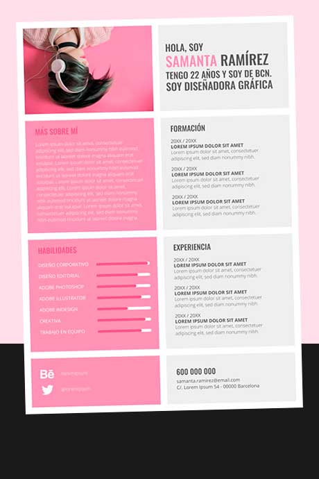 Plantilla Currículum Vitae Creativo Artístico para Descargar Gratis